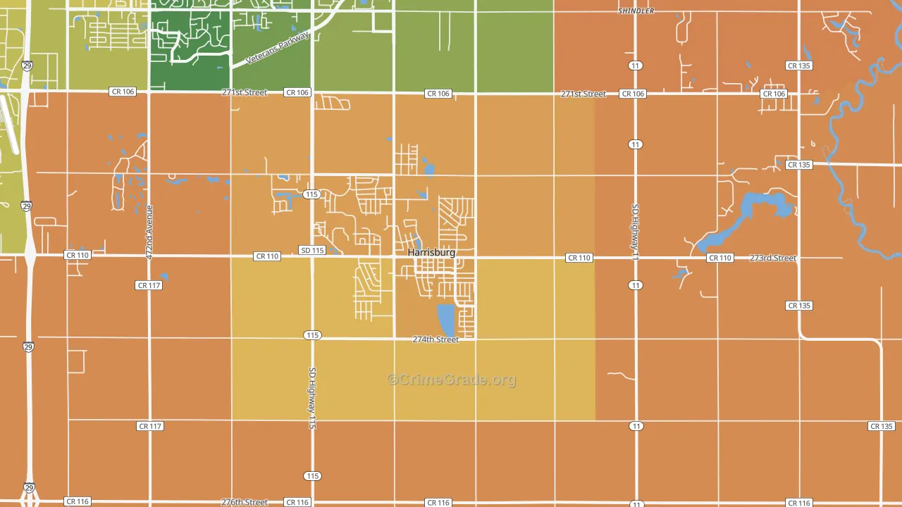 Harrisburg, SD Map of Theft Rates