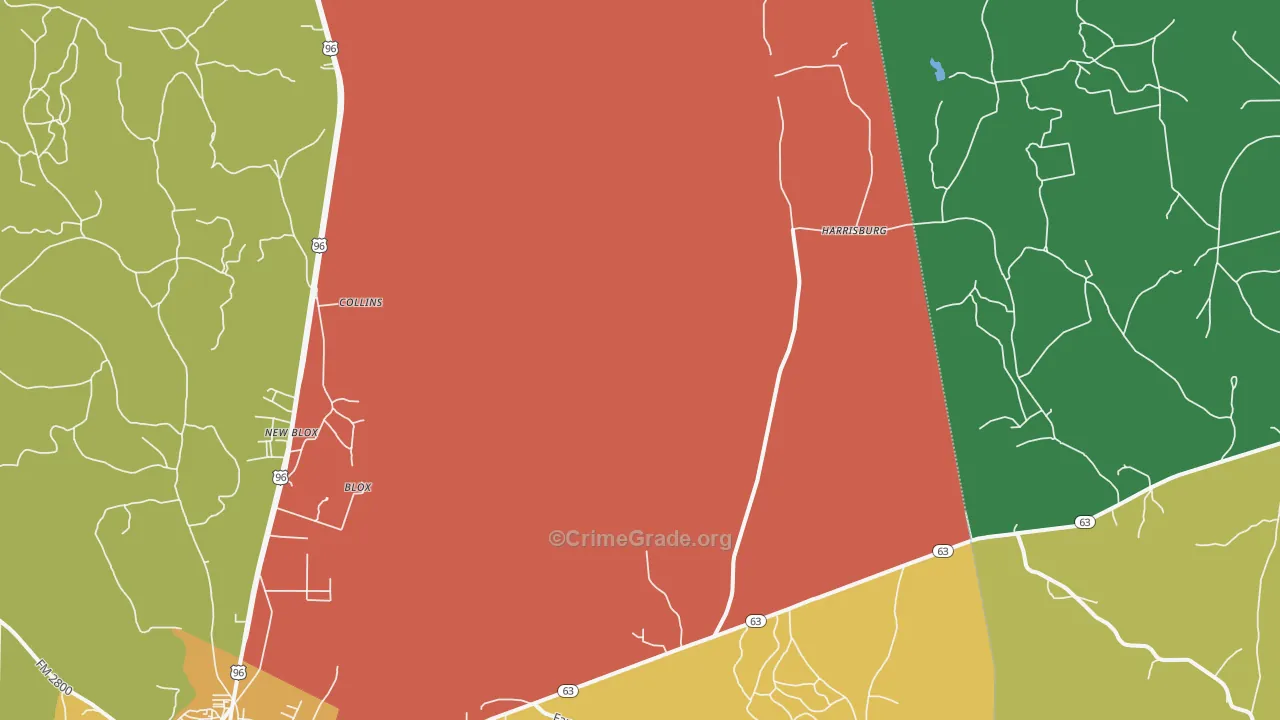 Harrisburg, TX Map of Theft Rates