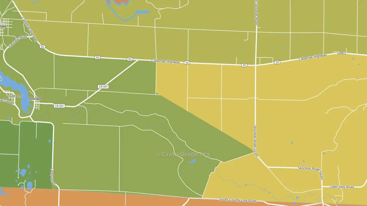 Harrison Beach, MI Map of Theft Rates
