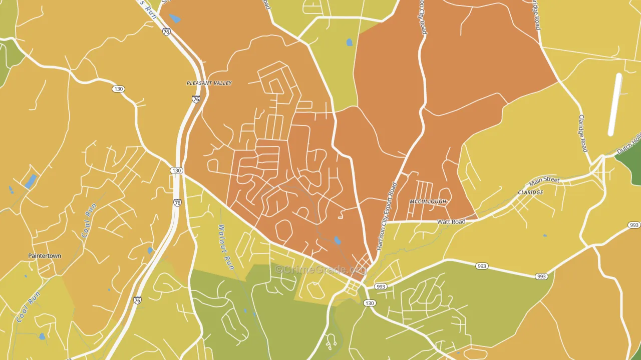 Harrison City, PA Map of Theft Rates