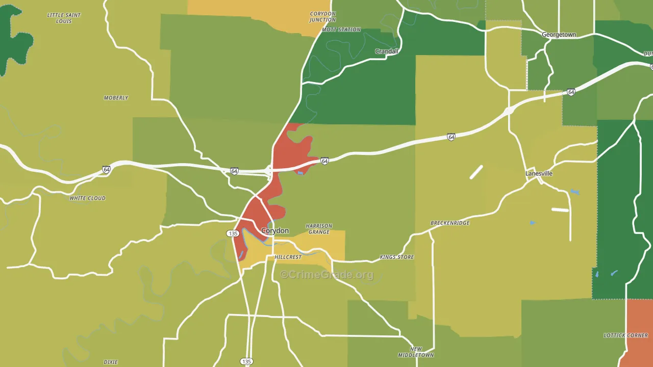 Harrison County, IN Map of Theft Rates
