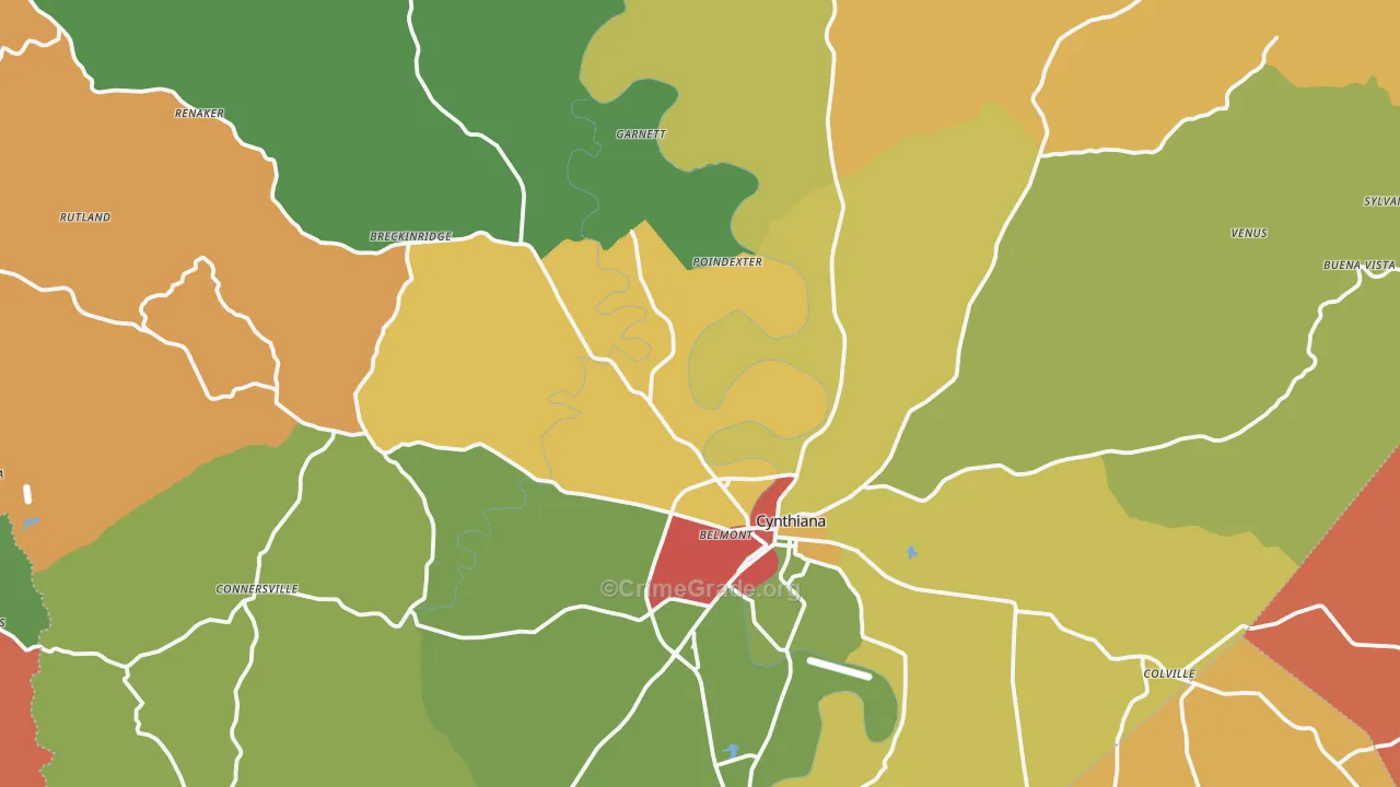 Harrison County, KY Map of Theft Rates