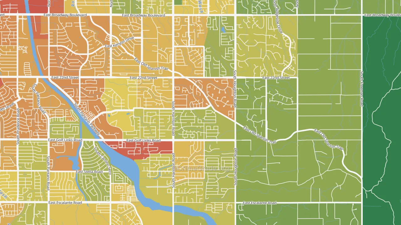 Harrison East-South, Tucson, AZ Map of Theft Rates