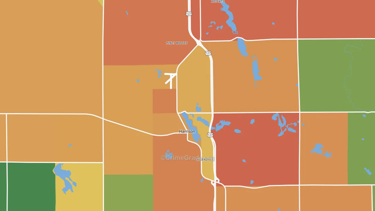 Harrison, MI Map of Theft Rates