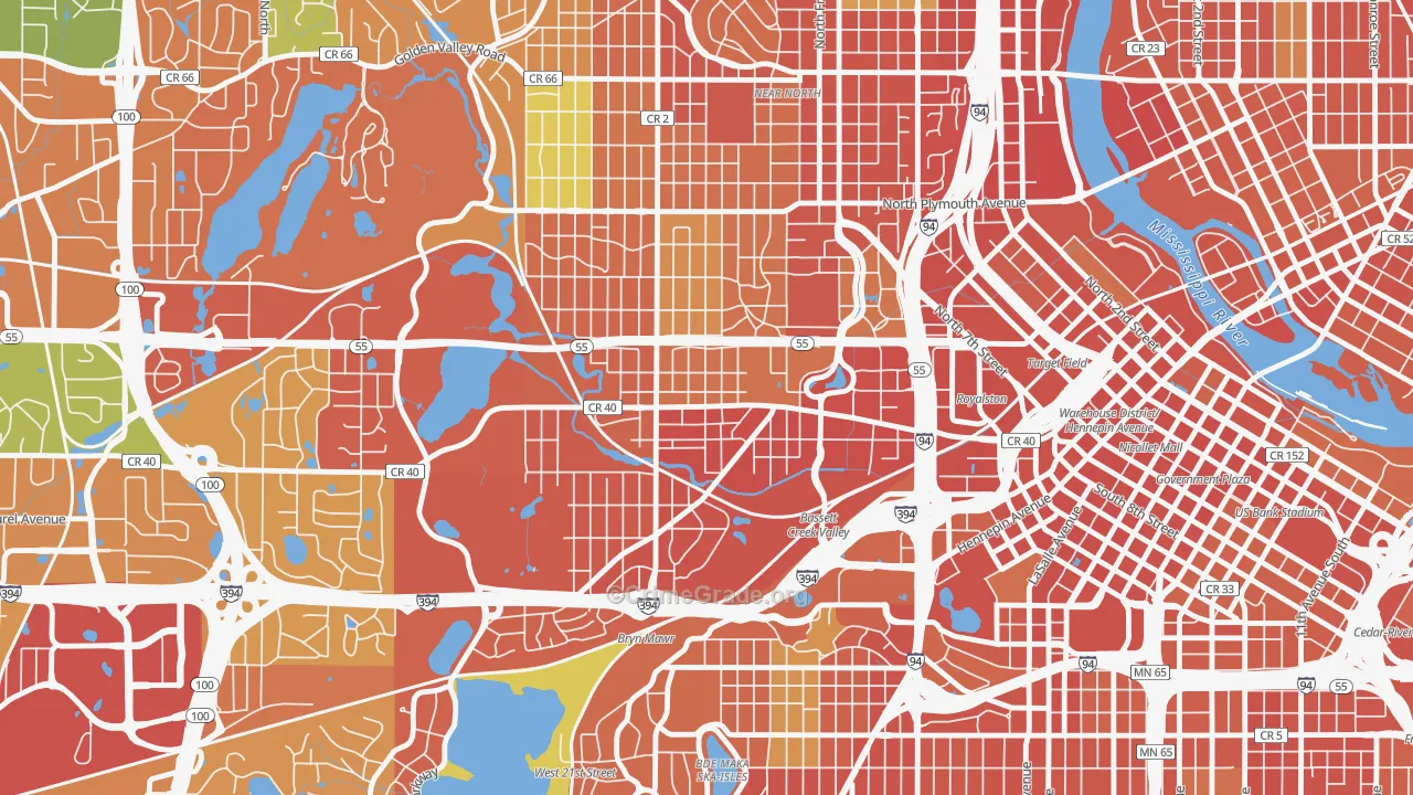 Harrison, Minneapolis, MN Map of Theft Rates