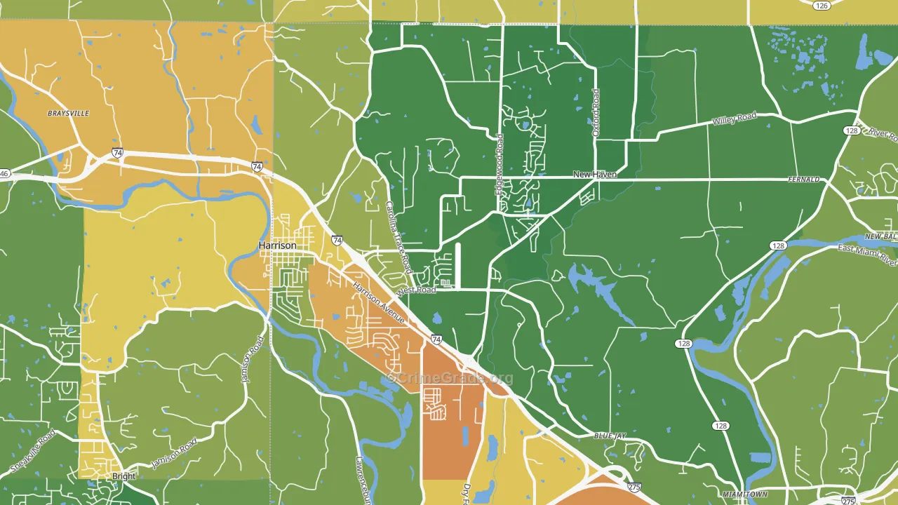 Harrison, OH Map of Theft Rates