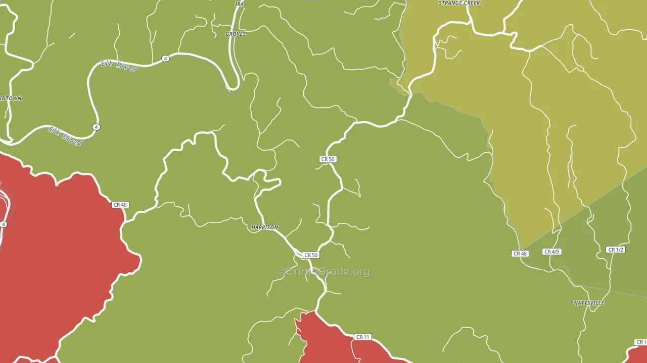 Harrison, WV Map of Theft Rates