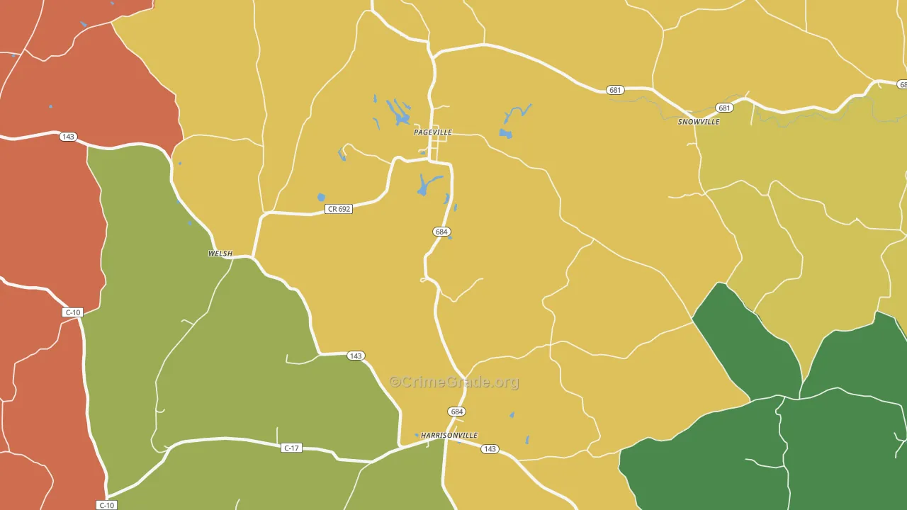 Harrisonville, OH Map of Theft Rates