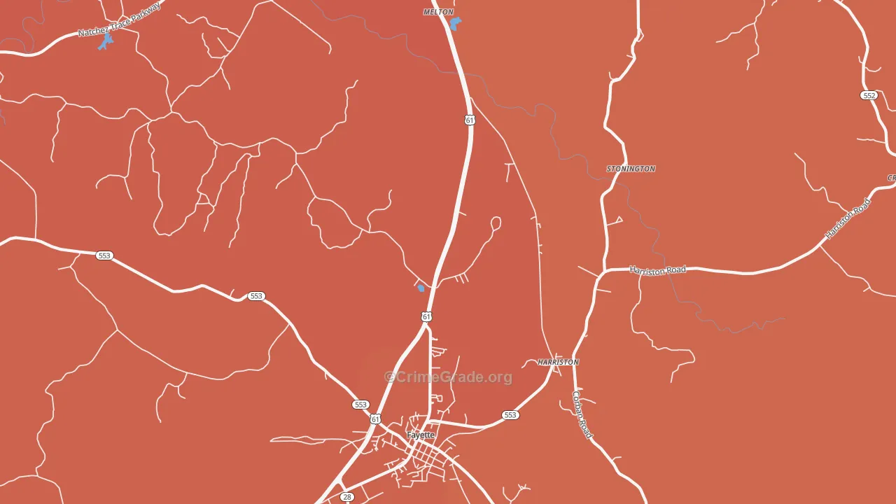 Harriston, MS Map of Theft Rates