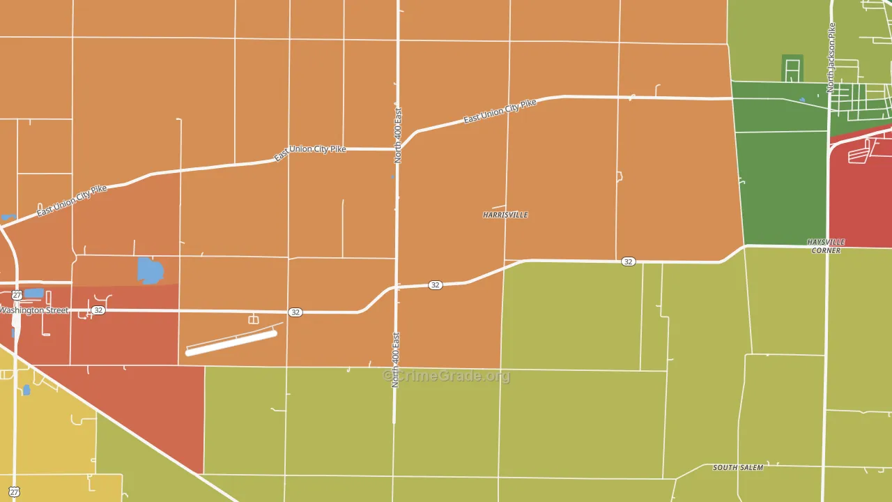 Harrisville, IN Map of Theft Rates