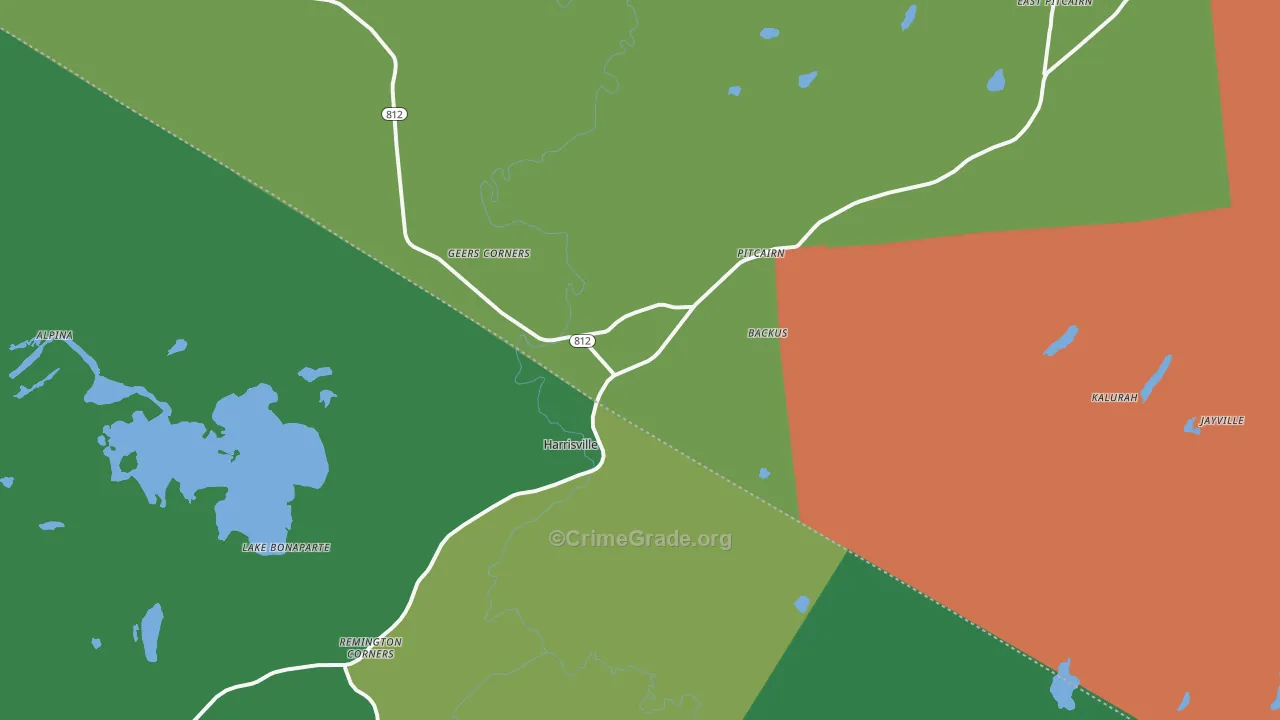 Harrisville, NY Map of Theft Rates