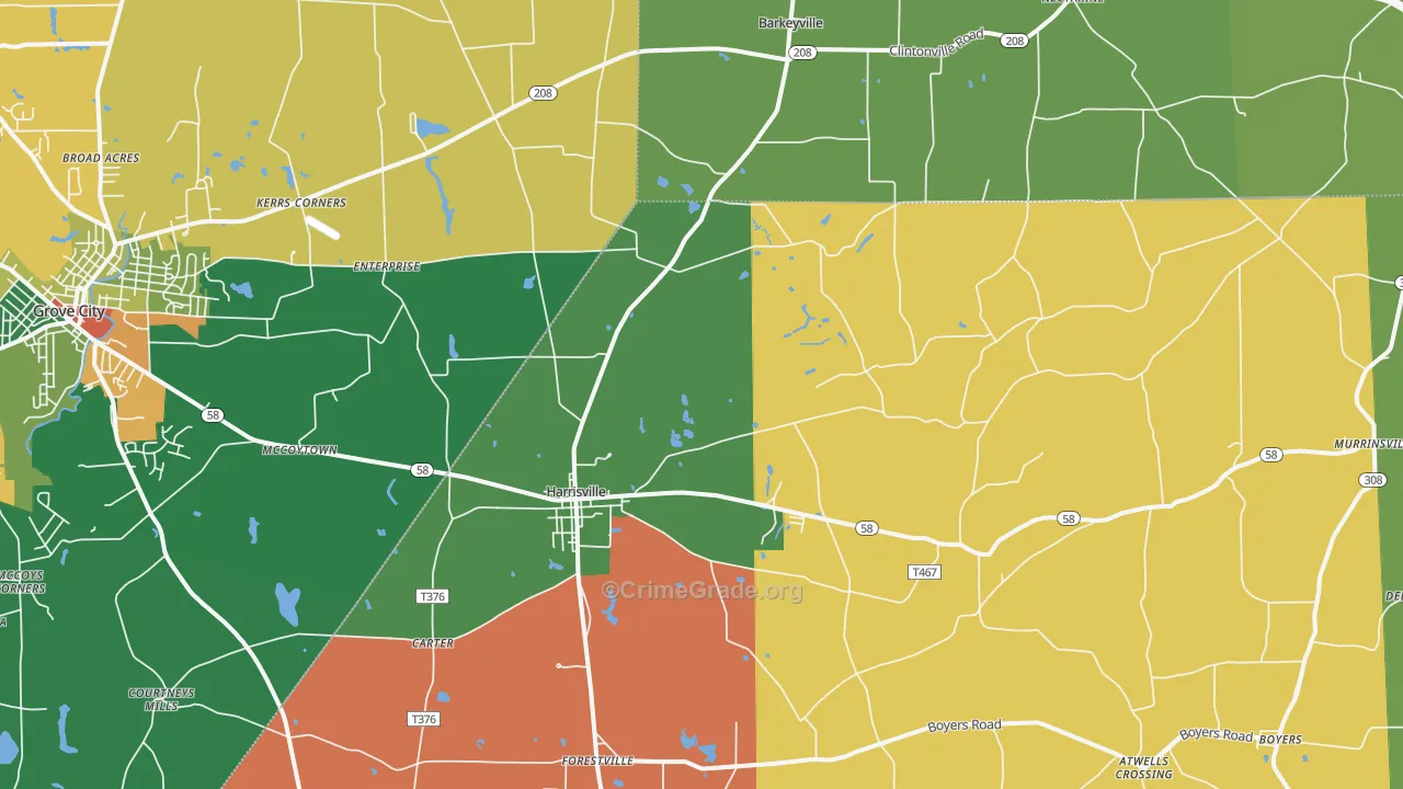 Harrisville, PA Map of Theft Rates