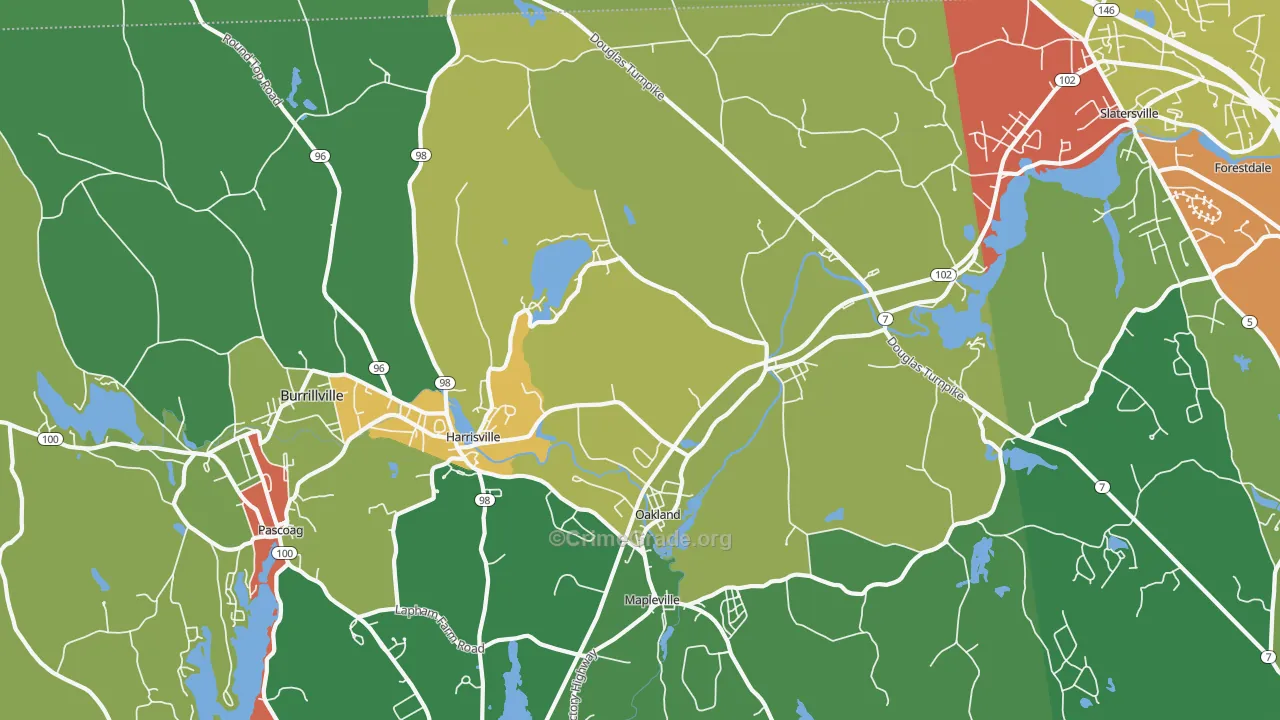 Harrisville, RI Map of Theft Rates