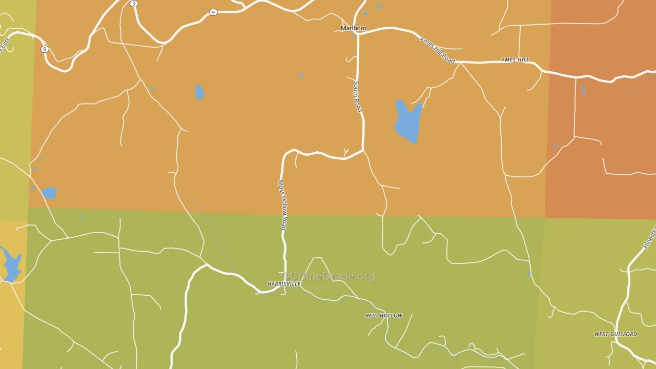 Harrisville, VT Map of Theft Rates