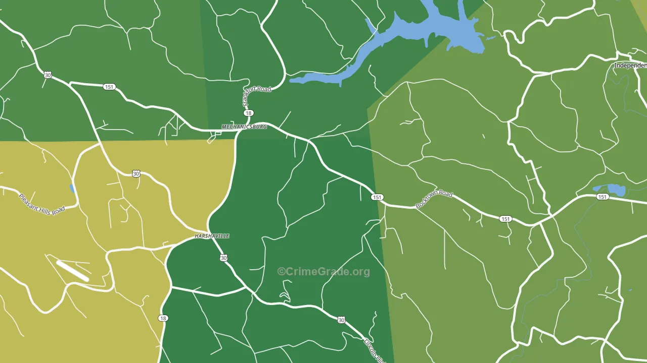 Harshaville, PA Map of Theft Rates