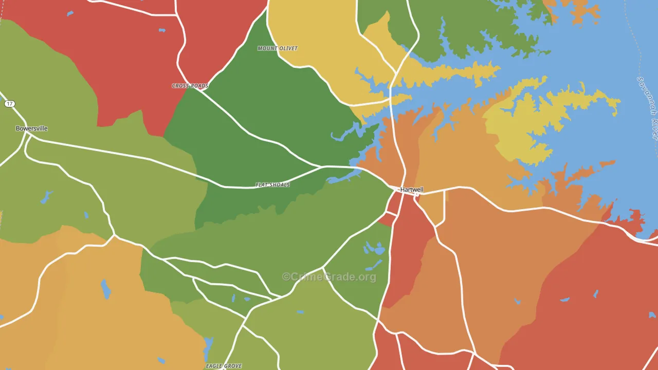 Hart County, GA Map of Theft Rates