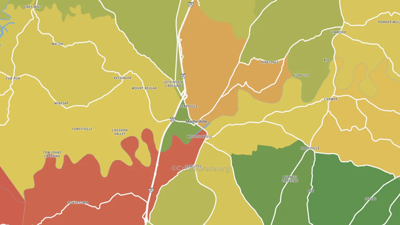Hart County, KY Map of Theft Rates