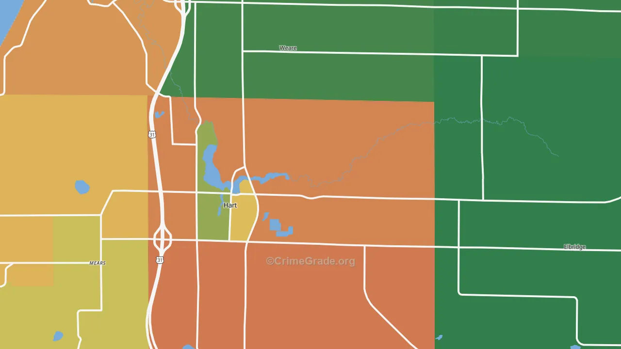 Hart, MI Map of Theft Rates
