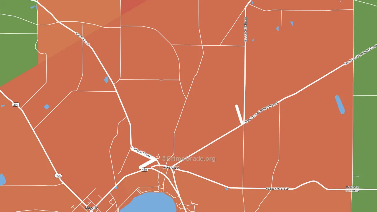 Hartfield, NY Map of Theft Rates