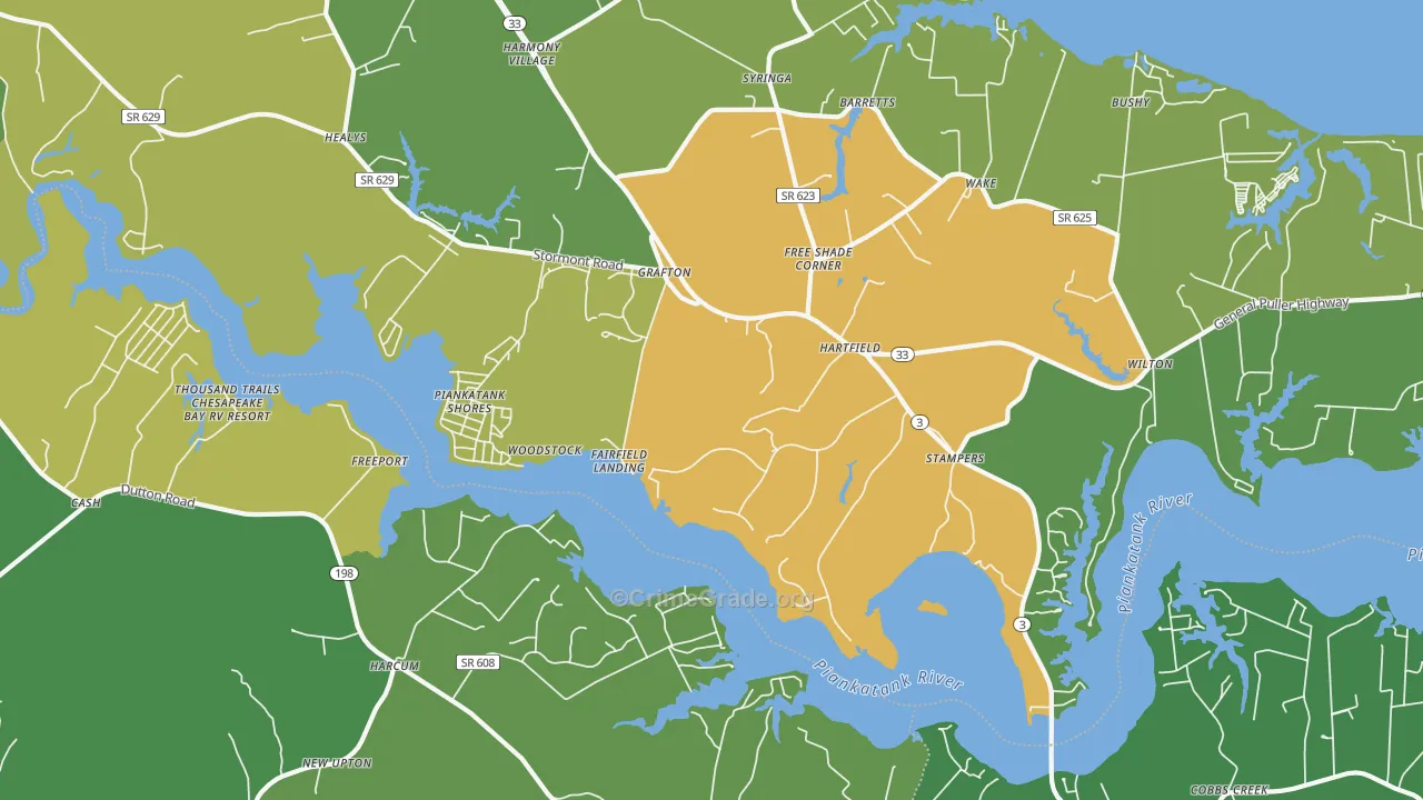 Hartfield, VA Map of Theft Rates