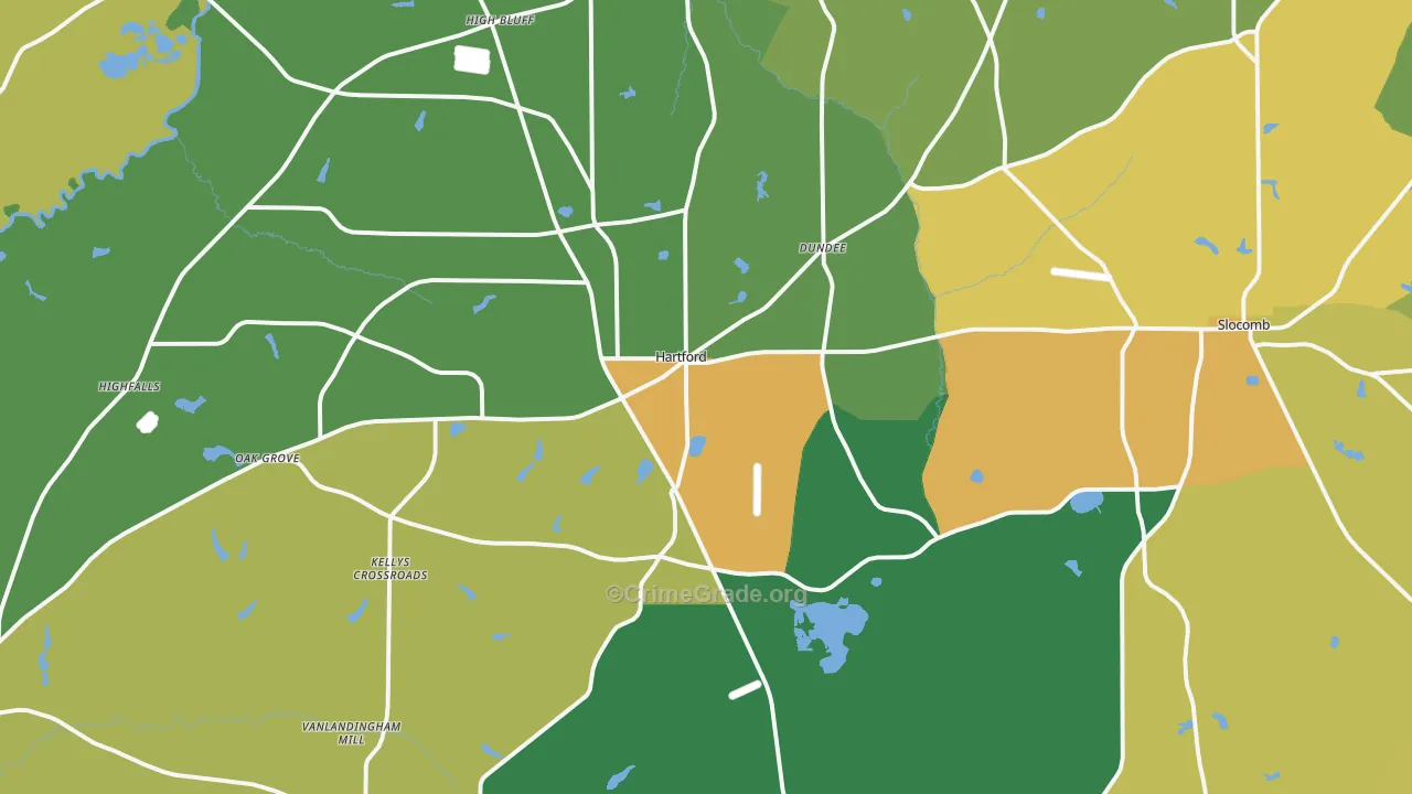 Hartford, AL Map of Theft Rates