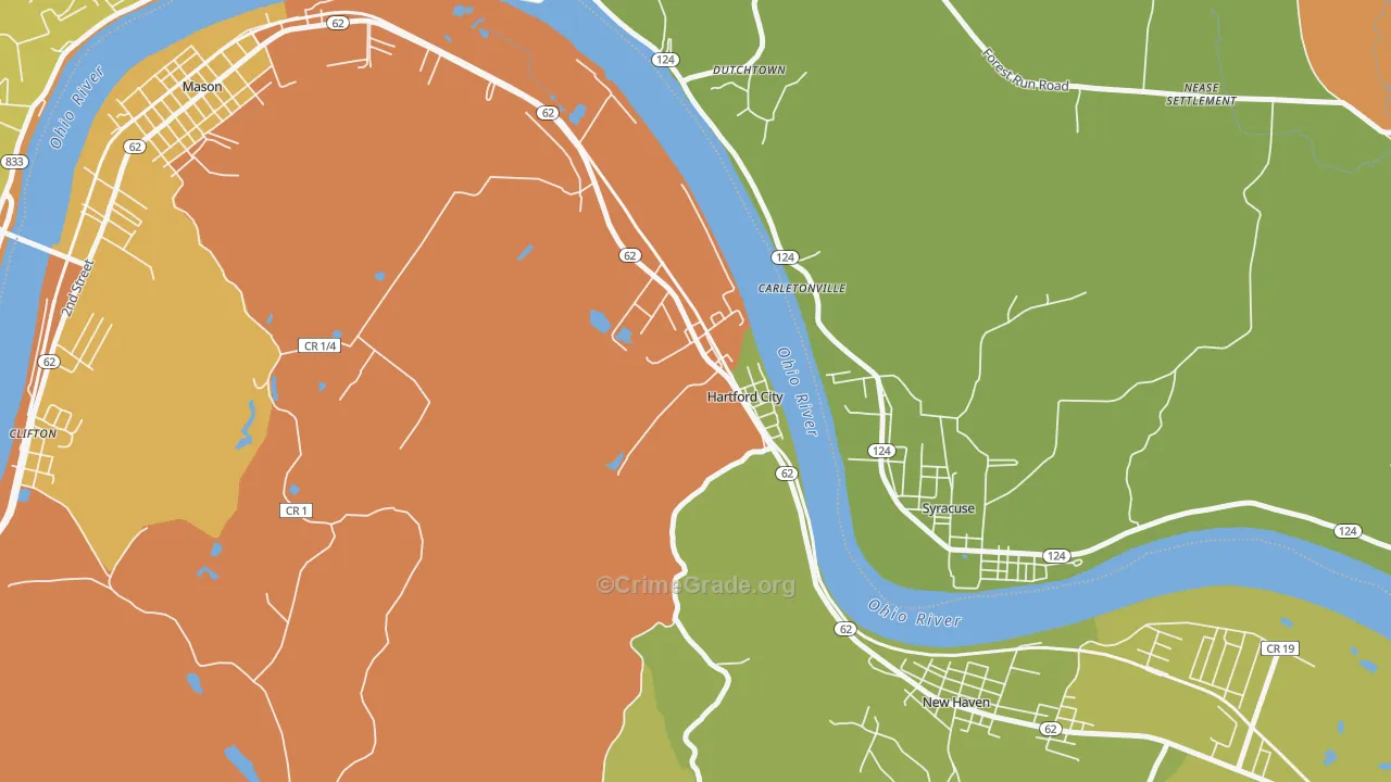 Hartford City, WV Map of Theft Rates