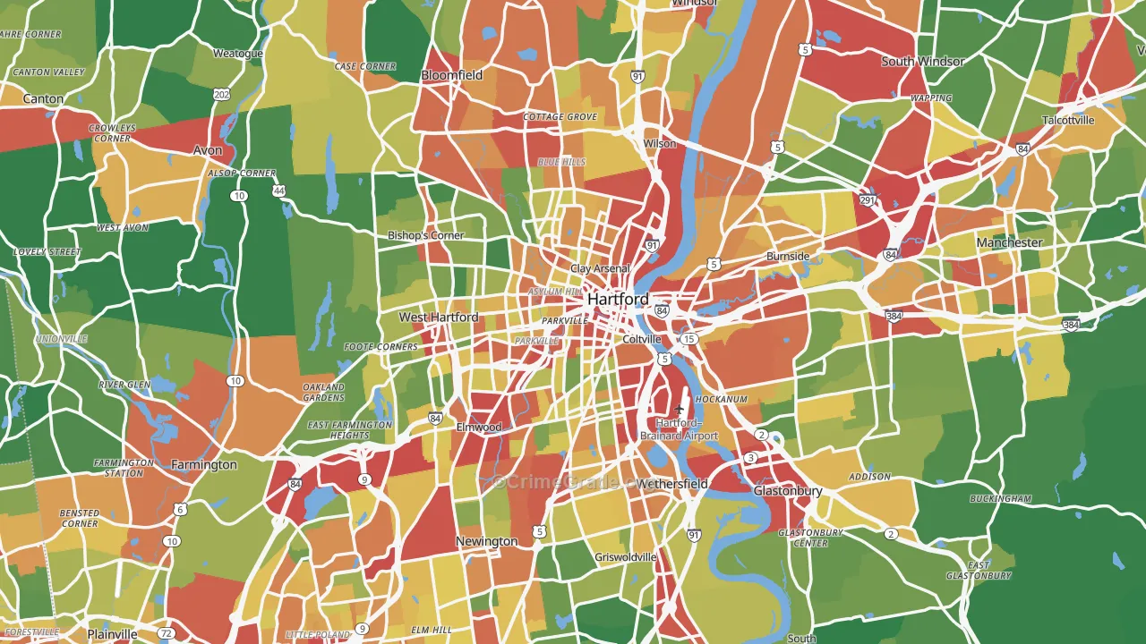 Hartford, CT Map of Theft Rates