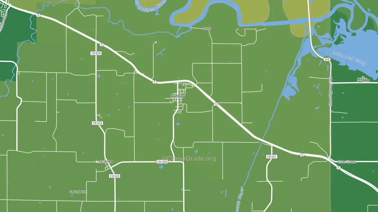Hartford, IA Map of Theft Rates