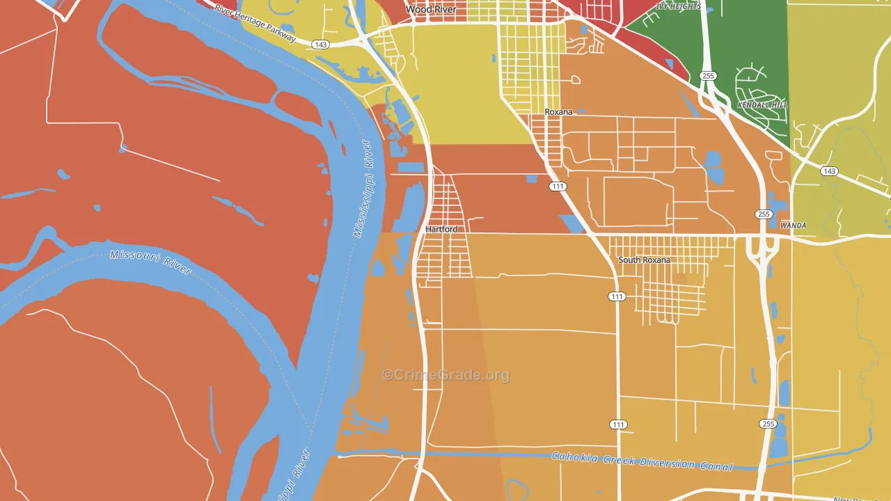 Hartford, IL Map of Theft Rates