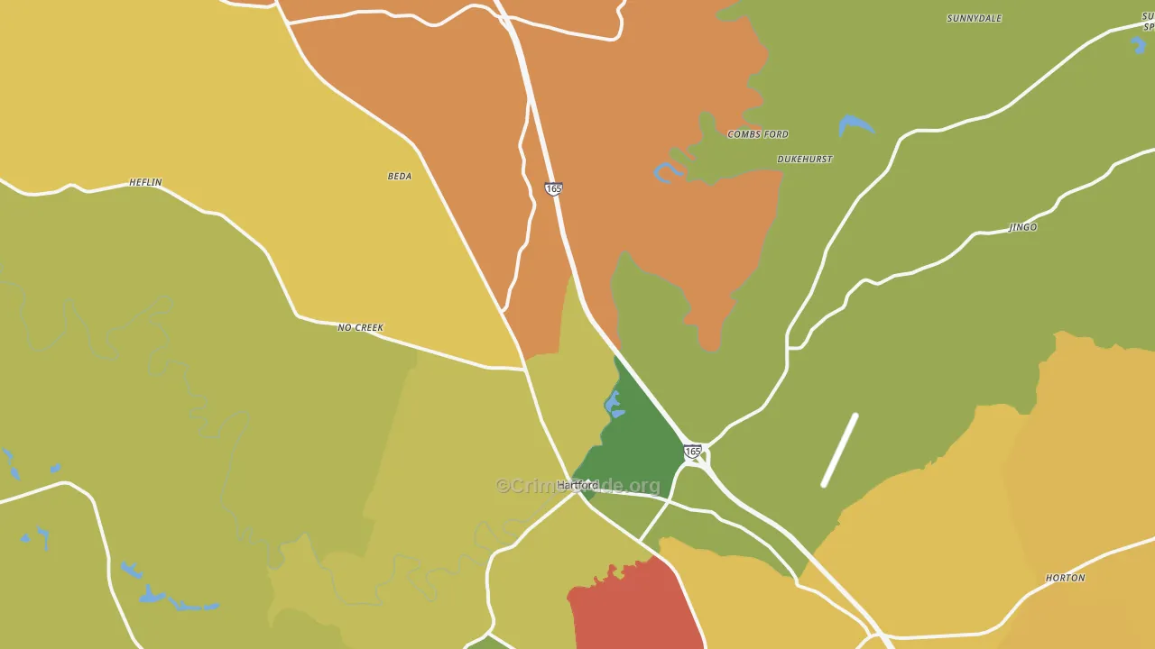 Hartford, KY Map of Theft Rates