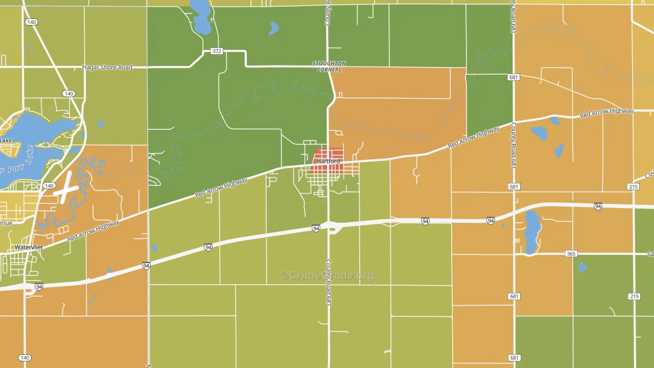Hartford, MI Map of Theft Rates