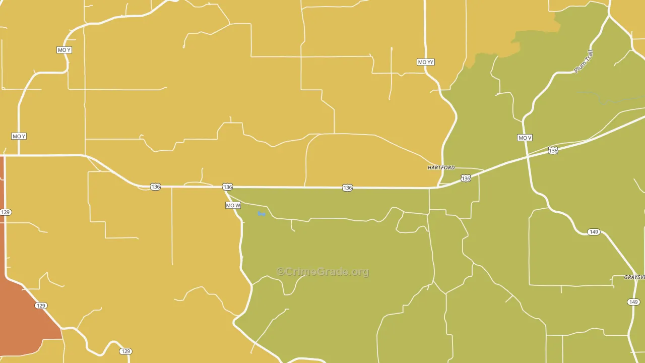 Hartford, MO Map of Theft Rates