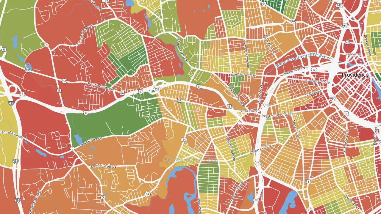 Hartford, Providence, RI Map of Theft Rates