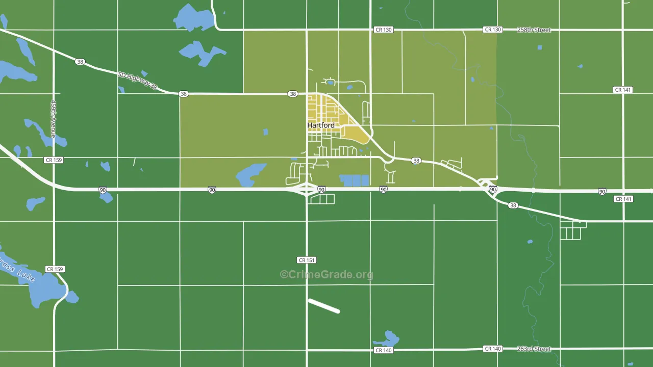 Hartford, SD Map of Theft Rates
