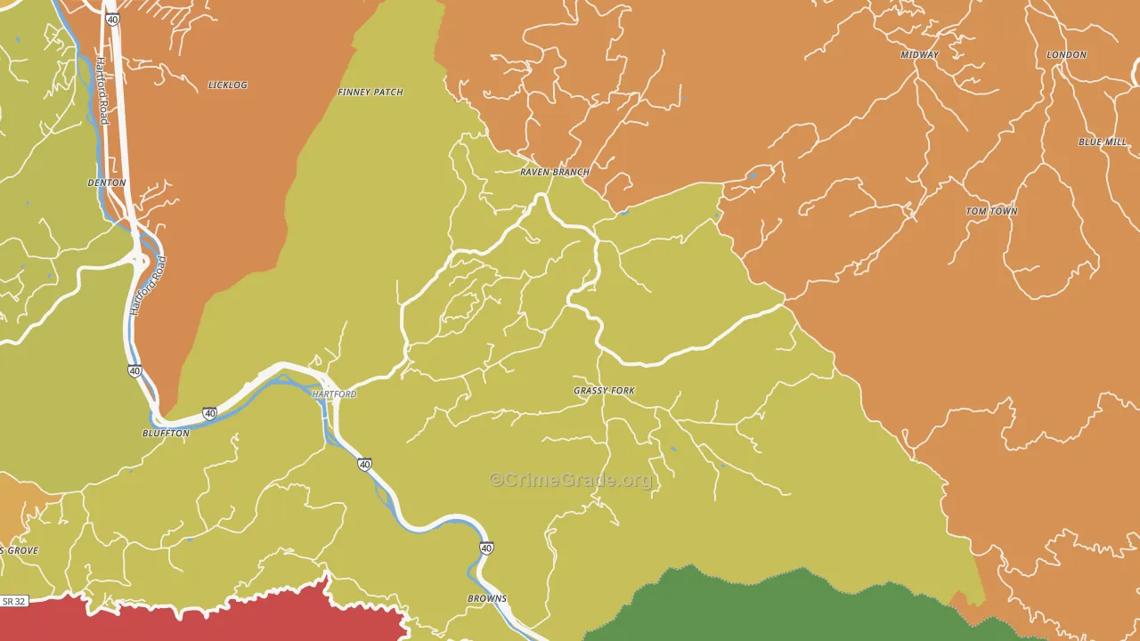 Hartford, TN Map of Theft Rates