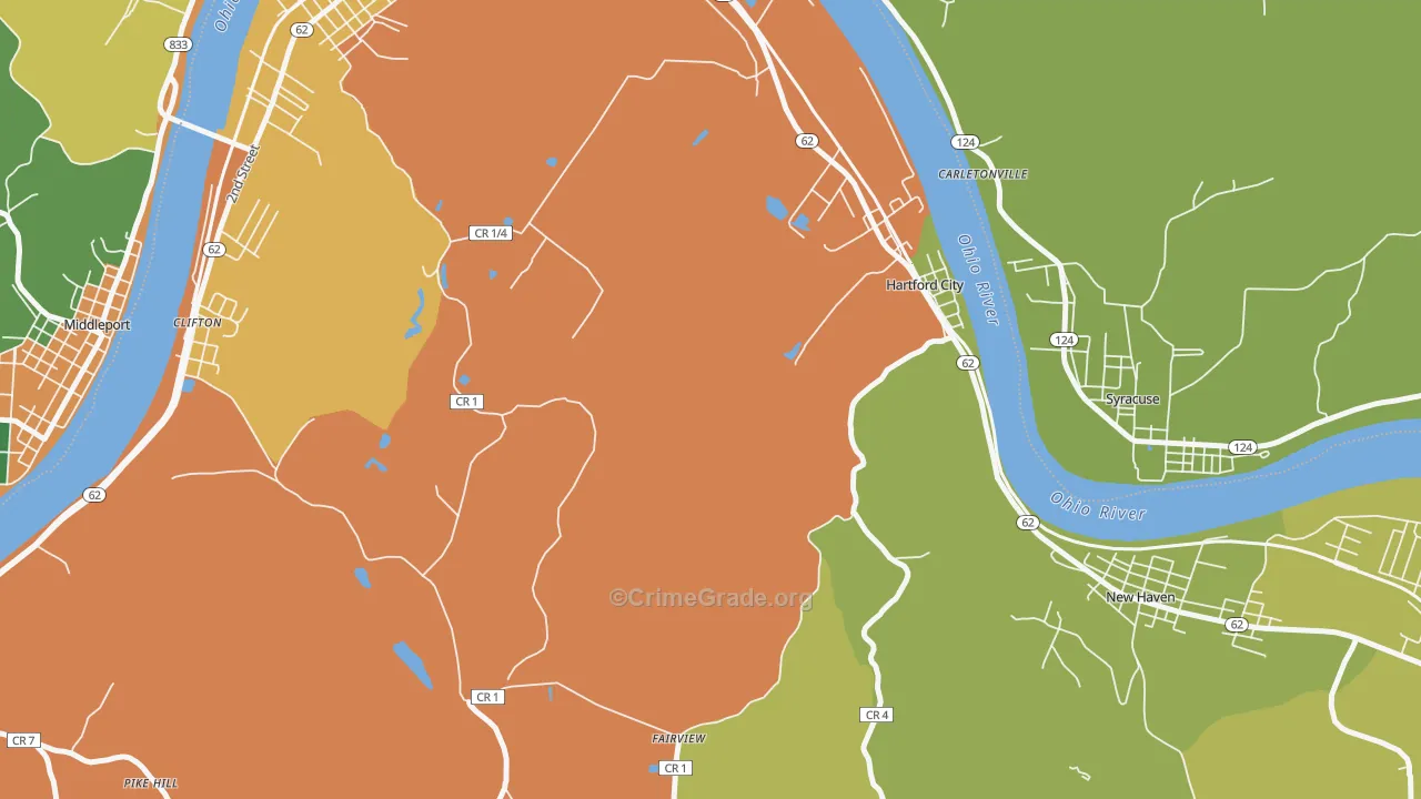Hartford, WV Map of Theft Rates