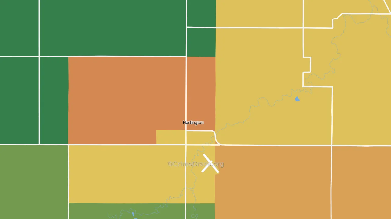 Hartington, NE Map of Theft Rates