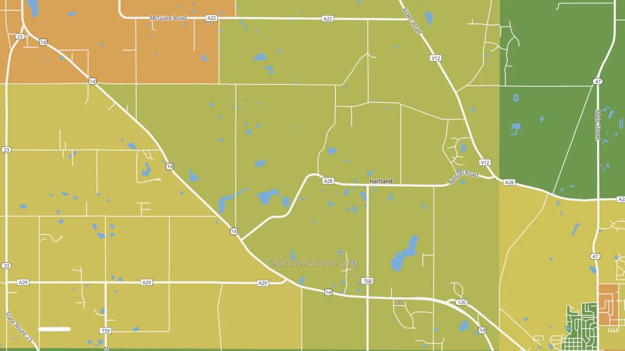 Hartland, IL Map of Theft Rates