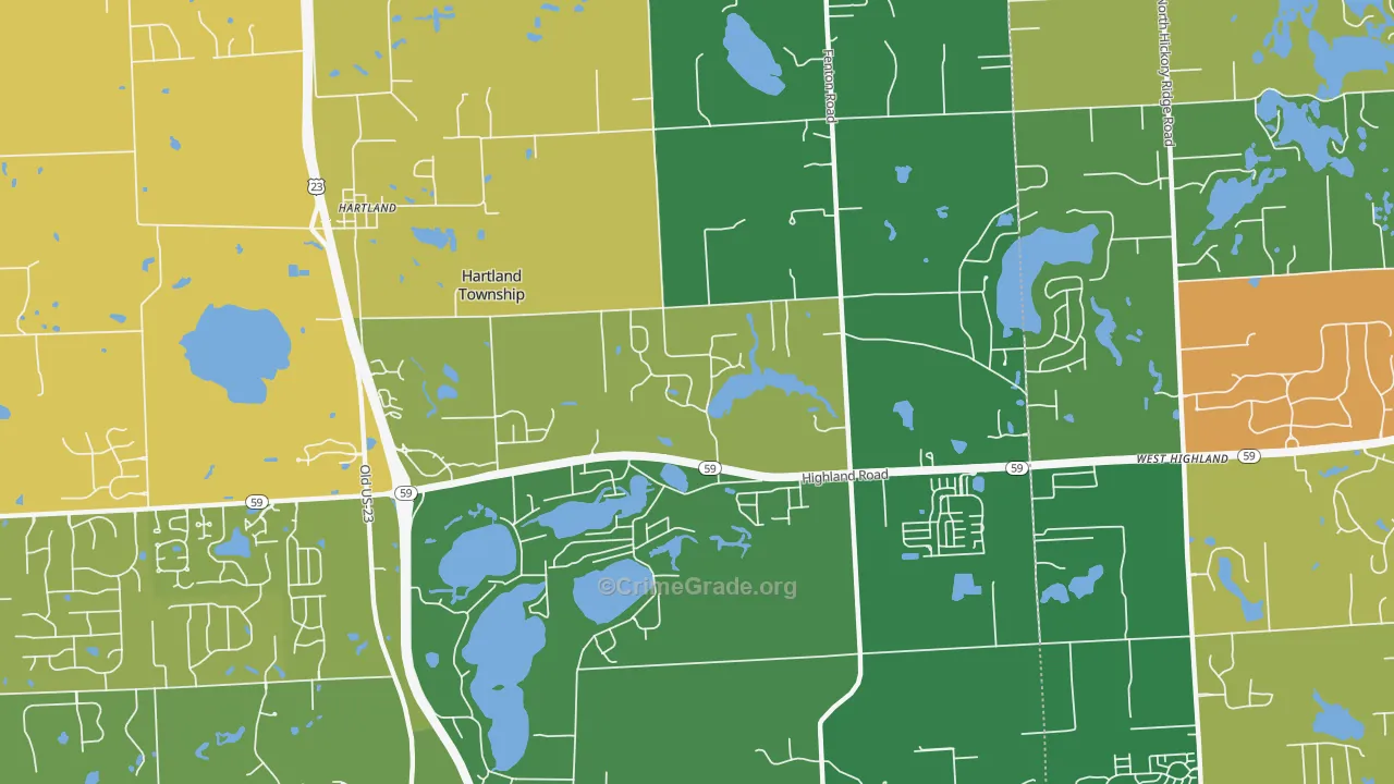 Hartland, MI Map of Theft Rates