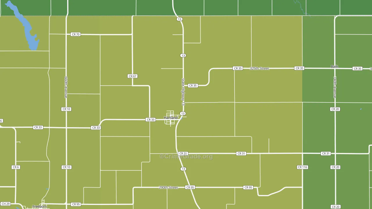 Hartland, MN Map of Theft Rates