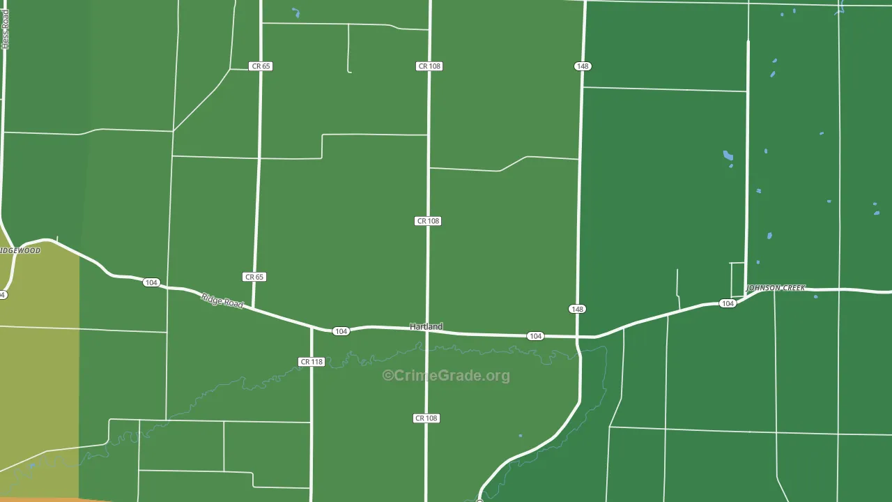 Hartland, NY Map of Theft Rates