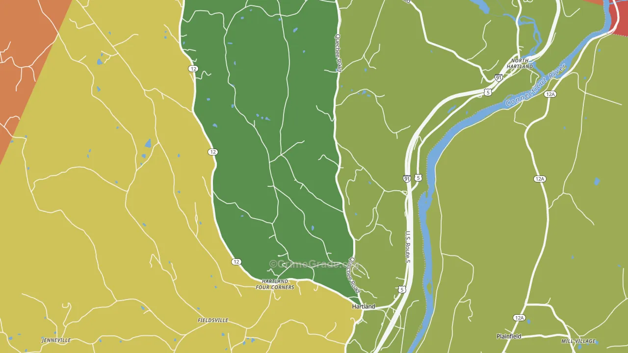 Hartland, VT Map of Theft Rates