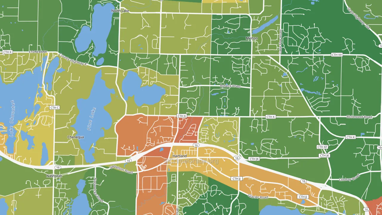 Hartland, WI Map of Theft Rates
