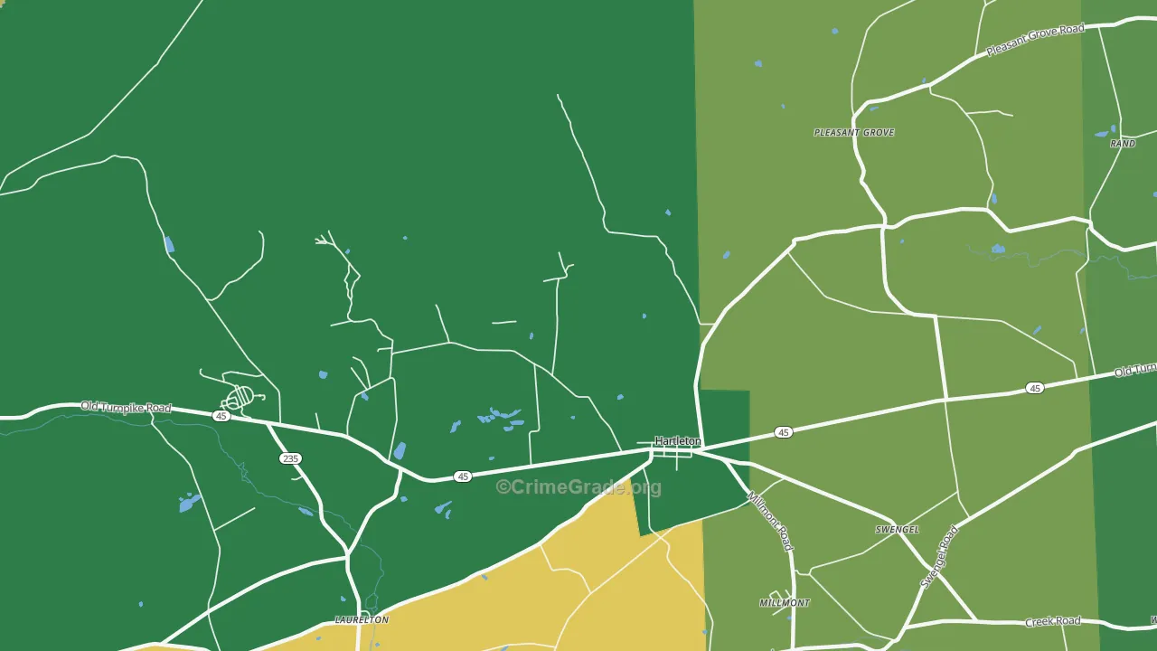 Hartleton, PA Map of Theft Rates