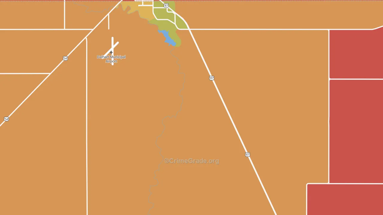 Hartley, TX Map of Theft Rates