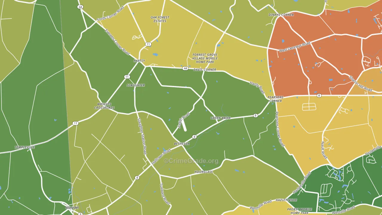 Hartly, DE Map of Theft Rates