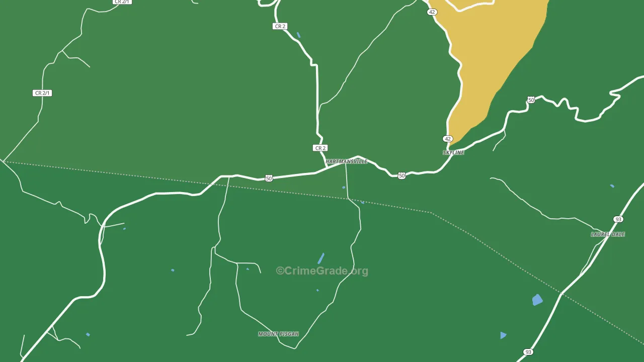 Hartmansville, WV Map of Theft Rates