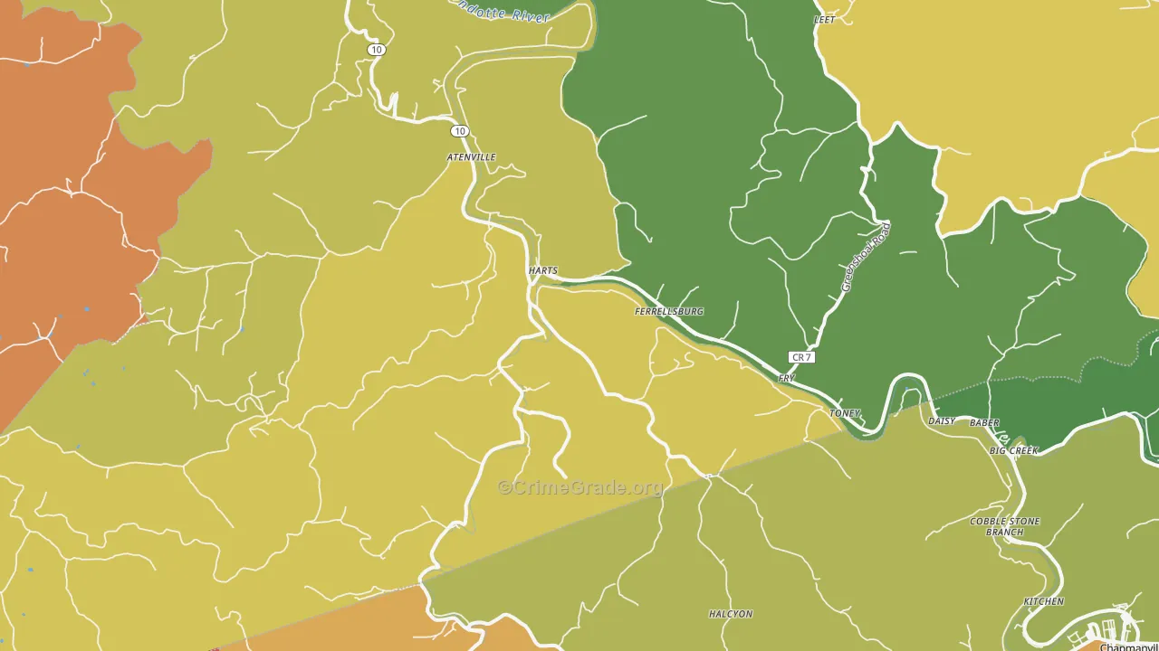 Harts, WV Map of Theft Rates