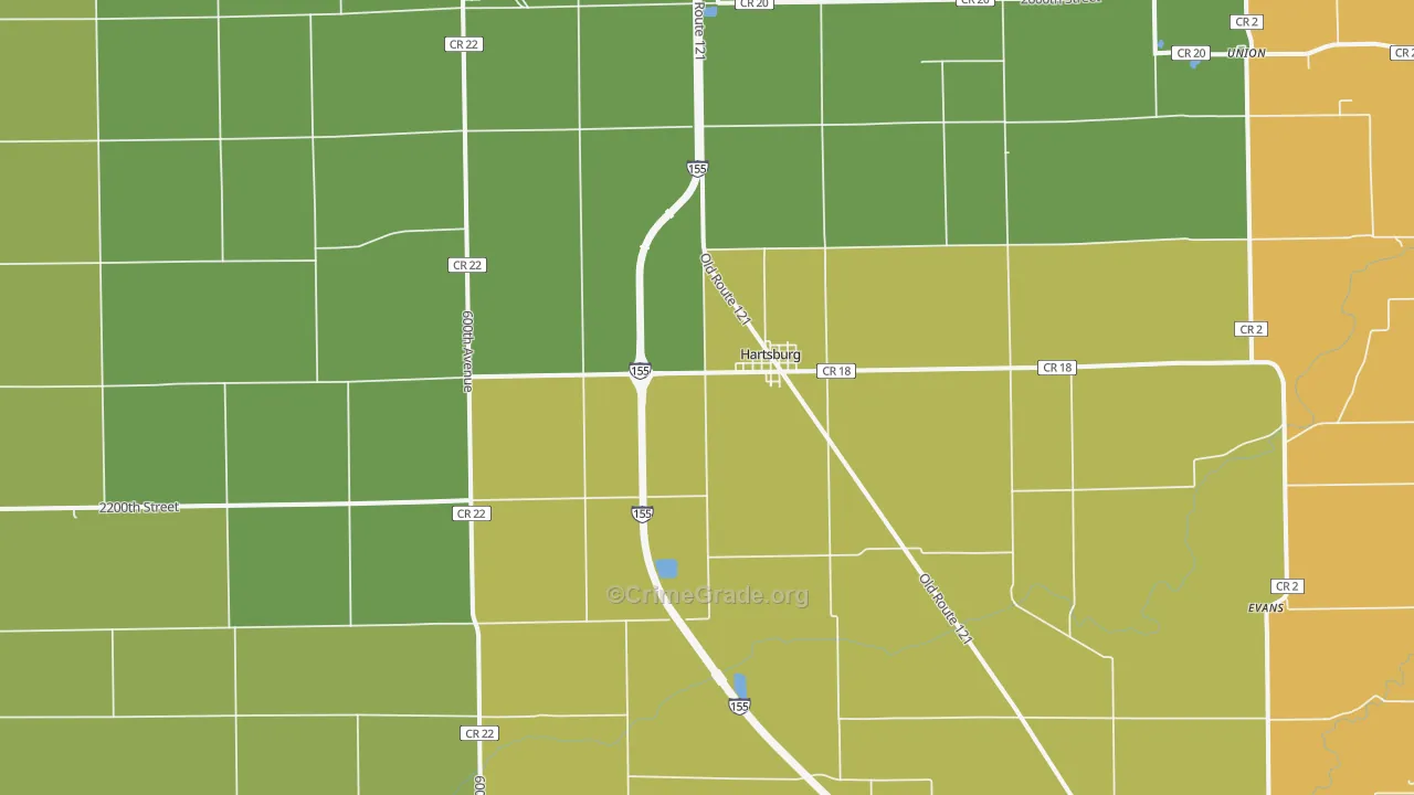 Hartsburg, IL Map of Theft Rates