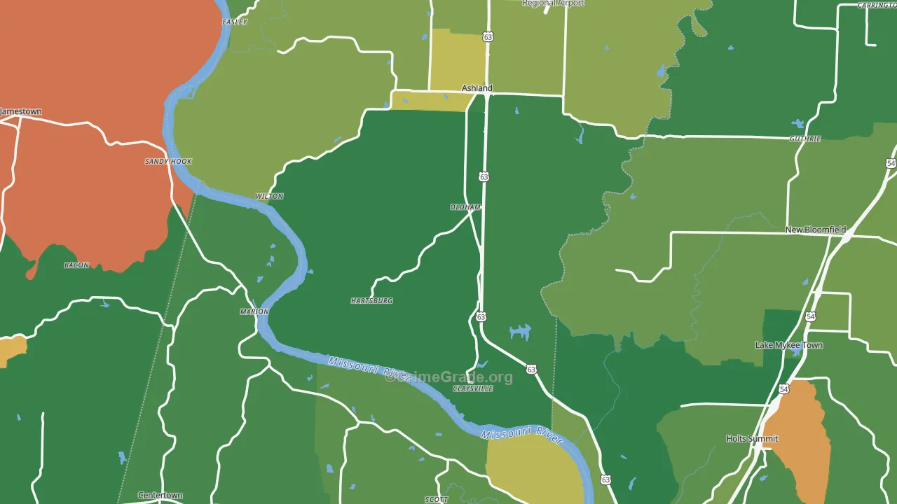 Hartsburg, MO Map of Theft Rates